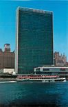 CPM East River view showing a Circle Line yacht with the United Nations Headquarters in the backgrou