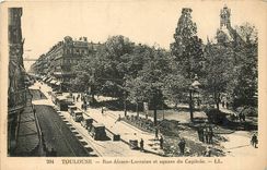 CPA Toulouse Rue Alsace Lorraine et square du Capitole 