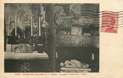 CPA Roma Ricordo delle Catacombe di S Callisto Cappella e tomba di S Cecilia 