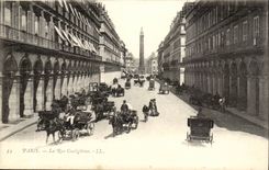 Paris - 1 - La rue Castiglione - cheval - CPA 