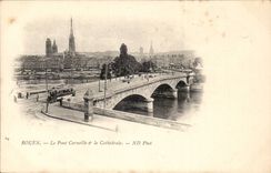 Rouen - the Bridge Crow and the Cathedral - CPA