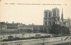 CPA Paris Place du Parvis de Notre Dame Hotel Dieu et Notre dame 
