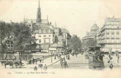 CPA Paris Le Pont Saint Michel Autobus a l'imperiale