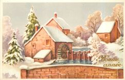 CPA Bonne annee Moulin