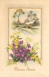 CPA Bonne annee Fleurs