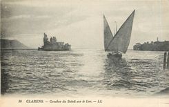 CPA CLARENS- Coucher du Soleil sur le Lac Bateau