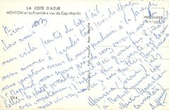CPA LA COTE D'AZUR.MENTON et la Frontier vus du Cap martin