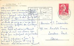 CPM Menton Garavan La Frontiere 