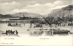 Aix les Bains - the Large Port - boat - CPA