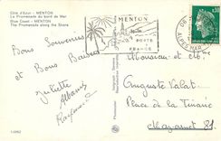 CPM Côte d'Azur - Menton. La promenade du bord de Mer