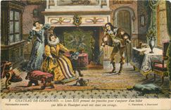 CPA Chateau de Chambord Louis XII Prenant des pincettes pour s'emparer d'un billet que mlle de haute