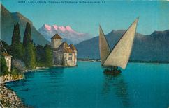 CPA Lac Leman Chateau de Chillon et la Dnt du midi Bateau