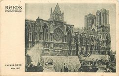 CPA Reims cathedrale Facade Nord Nov 1917 