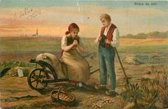 CPA Priere du Soir 