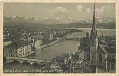 CPA Zurich Blick auf den See und die Alpen 