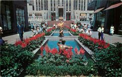 CPM Garden Plaza of Rockefeller center looking from forth Avenue towards RCA building New York City 