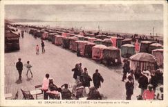Deauville CPA flowered Beach the walk and the beach