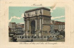 CPA Marseille la place d'Aix et l'Arc de Tiomphe 