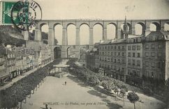 CPA Morlaix le viaduc vue price de l'Hotel de Ville 