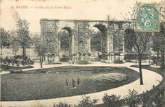 CPA Reims jardin de la porte Mars 