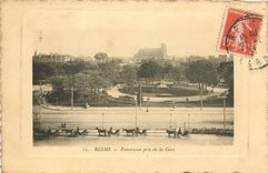 CPA Reims panorama pris de la Gare 