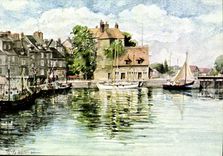 CPM Aquarelle de Jean Louis thibaut Le viexu bassin La lieutenance 1976