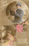 CPA Roses J'Amour Militaria