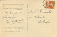 CPA ND de Lorette Les souscriptions pour l'Achevement du Monument du Souvenir sont recues au Siege d