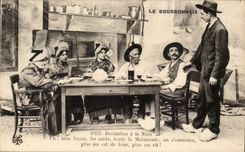 CPA Bourbonnais Invitation with the wedding (folklore caps costume)