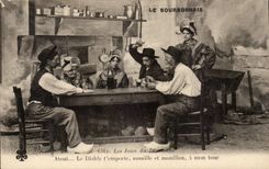 CPA Bourbonnais joys of Sunday (folklore caps costume)