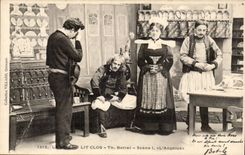 CPA the voice of the closed bed the Angelus (folklore costume)