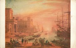 CPA Claude Gelee dit Claude Lorrain - Un Port de mer au Soleil couchant