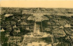 CPA Vue panoramique du Chateau et des Jardin Versailles 