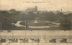 CPA Reims Panorama pris de la Gare 