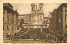 CPA Roma La Chiesa della Trinita de Monti con la scalinata che mette al Mnte Pincio