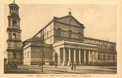 CPA Roma Basilica di S Paolo fuori le mura Il fianco e il campanile
