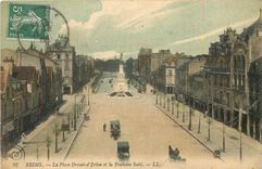 CPA Reims La place drouet d'Erlon et le Fontaine Sube 