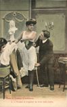 Fantaisie CPA LChez le grand couturier Voyons la longueur de votre belle jambe