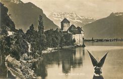 CPA Chillon et la dent du Midi Bateau