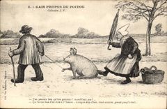 CPA Gais propos du PoitouJ'en pensais qu'on gouron (cochon pig) Illustrateur