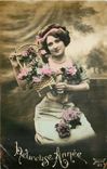 CPA Heureuse Annee Femme