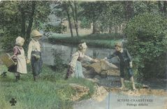 CPA Scenes Champetres Passage difficile Enfants Folklore