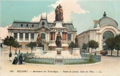 CPA Belfort Monument des Trois Sieges Palais de Justice Salle des Fetes 