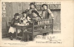 Breton Brittany Bards and Students in Veillee - CPA Botrel