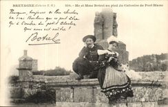 Brittany M and Mrs Botzel with the foot of the Martyrdom of White Port - CPA Botrel