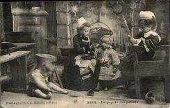 Brittany cooking of the little laddies - CPA Children Folklore