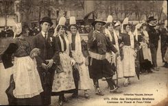 Brittany Celebrates Breton Flags Costumes of Ploare de Pont the Abbot - CPA