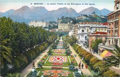 CPA Menton Le Jardin Public et les Montagnes de Ste Agnes 