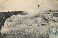 CPA Le Havre La Jetee un Jour de Tempete Phare