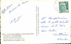 Dampfer-Boot-Dampfer Ile de France - Linie von Le Havre New York General Company transatlantisch - CPA